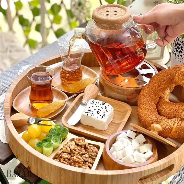 سینی گرد بامبو دسته دار کد 12
